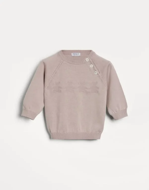 Brunello Cucinelli Baby Bernie-Baumwollpullover in Jacquardstrick mit Knöpfen | Kinder Newborn (0-24 Monate)