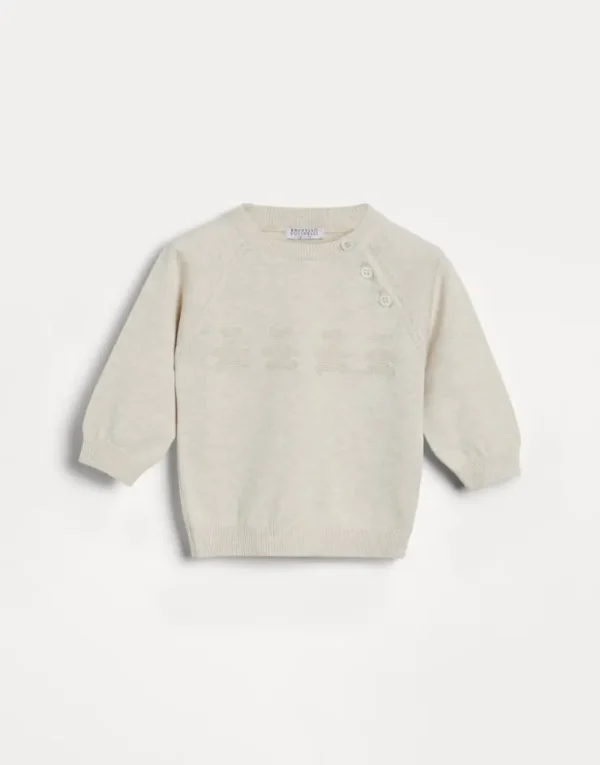 Brunello Cucinelli Baby Bernie-Baumwollpullover in Jacquardstrick mit Knöpfen | Kinder Newborn (0-24 Monate)