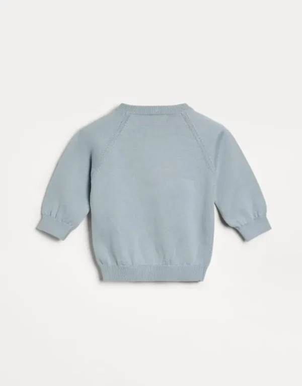 Brunello Cucinelli Baby Bernie-Baumwollpullover in Jacquardstrick mit Knöpfen | Kinder Newborn (0-24 Monate)