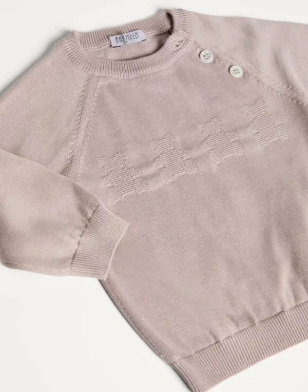 Brunello Cucinelli Baby Bernie-Baumwollpullover in Jacquardstrick mit Knöpfen | Kinder Newborn (0-24 Monate)