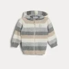 Brunello Cucinelli Baby Bernie-Cardigan aus gestreiftem Kaschmirstrick mit Reißverschluss und Kapuze | Kinder Newborn (0-24 Monate)