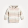 Brunello Cucinelli Baby Bernie-Cardigan aus gestreiftem Kaschmirstrick mit Reißverschluss und Kapuze | Kinder Newborn (0-24 Monate)