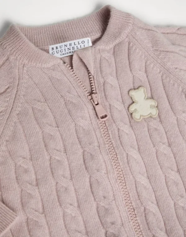 Brunello Cucinelli Baby Bernie-Cardigan aus Kaschmir in Zopfstrick mit Reißverschluss | Kinder Newborn (0-24 Monate)