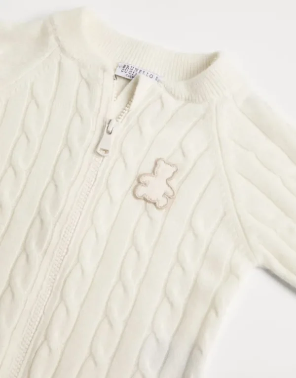 Brunello Cucinelli Baby Bernie-Cardigan aus Kaschmir in Zopfstrick mit Reißverschluss | Kinder Newborn (0-24 Monate)