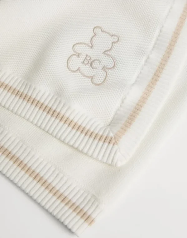 Brunello Cucinelli Baby Bernie-Decke aus Baumwollstrick in Waffelpikee mit Stickerei | Kinder Newborn (0-24 Monate)