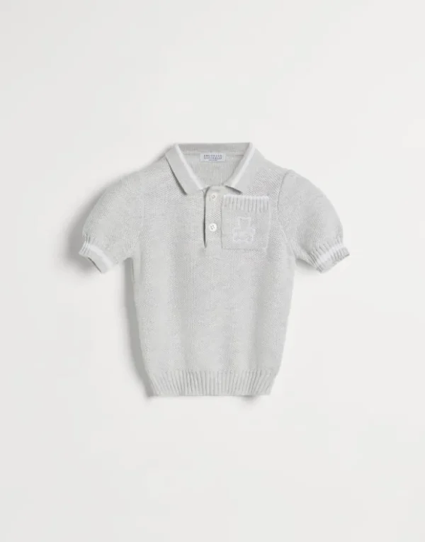 Brunello Cucinelli Baby Bernie-Poloshirt aus Baumwollstrick in Wabenmuster | Kinder Newborn (0-24 Monate)