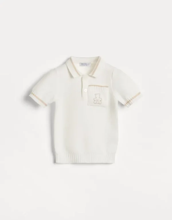 Brunello Cucinelli Baby Bernie-Poloshirt aus Baumwollstrick in Wabenmuster | Kinder Newborn (0-24 Monate)