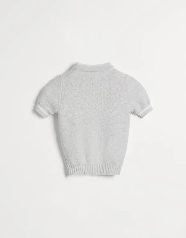 Brunello Cucinelli Baby Bernie-Poloshirt aus Baumwollstrick in Wabenmuster | Kinder Newborn (0-24 Monate)