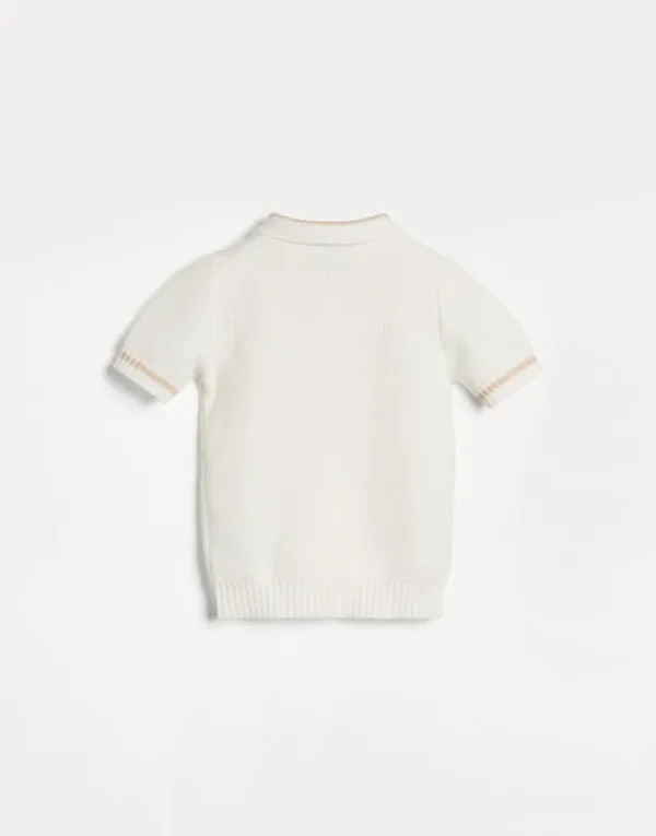 Brunello Cucinelli Baby Bernie-Poloshirt aus Baumwollstrick in Wabenmuster | Kinder Newborn (0-24 Monate)