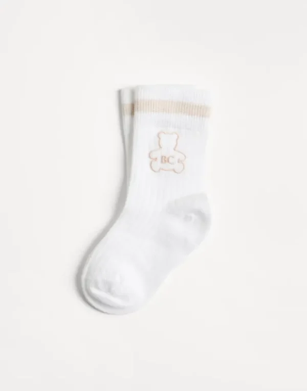 Brunello Cucinelli Baby Bernie-Socken aus Baumwolle in Rippenstrick mit Stickerei | Kinder Kleidung (2-6 Jahre)