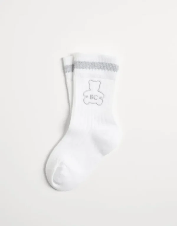 Brunello Cucinelli Baby Bernie-Socken aus Baumwolle in Rippenstrick mit Stickerei | Kinder Kleidung (2-6 Jahre)