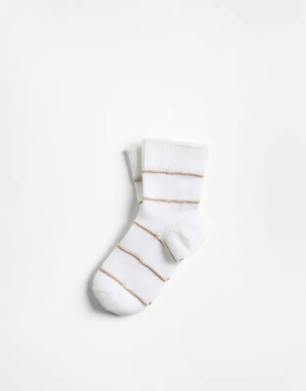 Brunello Cucinelli Baby Bernie-Socken aus gestreiftem Baumwollstrick | Kinder Newborn (0-24 Monate)