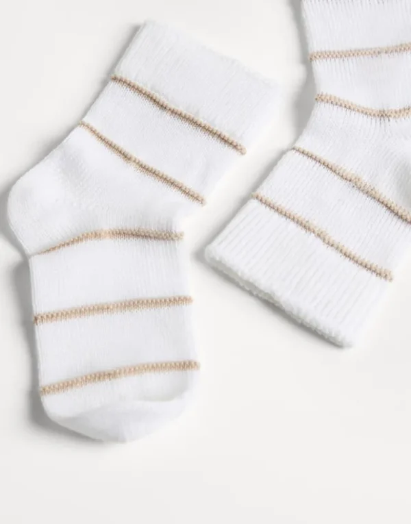 Brunello Cucinelli Baby Bernie-Socken aus gestreiftem Baumwollstrick | Kinder Newborn (0-24 Monate)