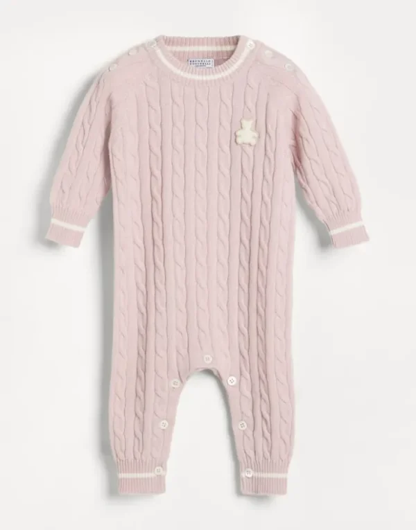 Brunello Cucinelli Baby Bernie-Strampler aus Kaschmir in Zopfstrick | Kinder Newborn (0-24 Monate)