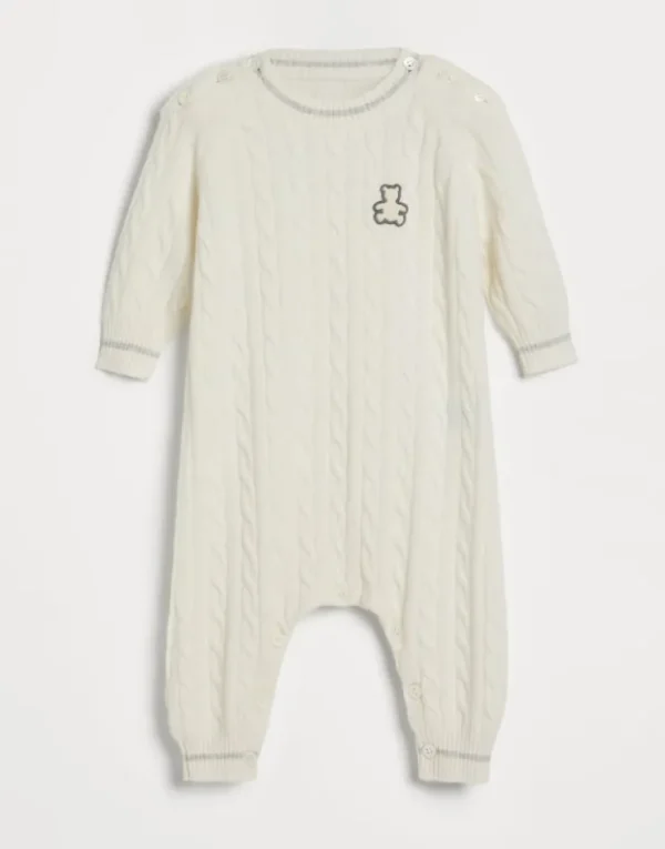 Brunello Cucinelli Baby Bernie-Strampler aus Kaschmir in Zopfstrick | Kinder Newborn (0-24 Monate)