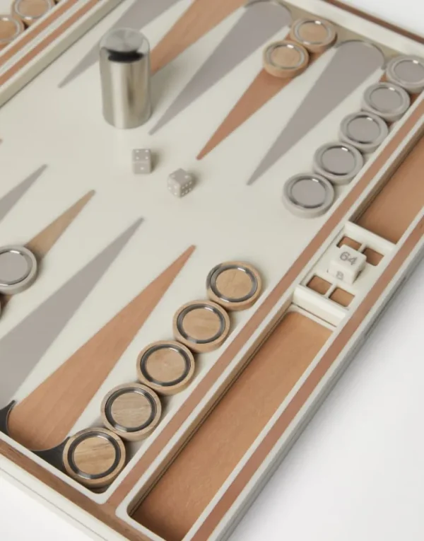 Brunello Cucinelli Backgammon-Spiel-Set aus Nussholz und Krion | Décor Sets