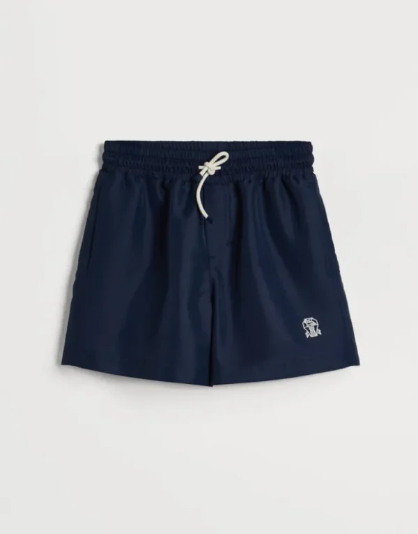 Brunello Cucinelli Badehose aus Nylon mit Logo | Kinder Accessoires