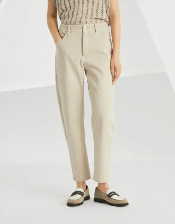 Brunello Cucinelli Baggy Tapered-Hose aus gefärbtem Comfort-Denim | Damen Hosen