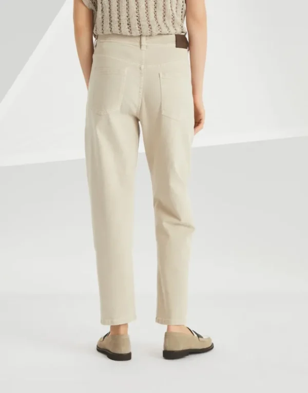 Brunello Cucinelli Baggy Tapered-Hose aus gefärbtem Comfort-Denim | Damen Hosen