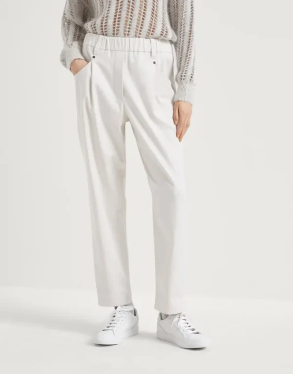 Brunello Cucinelli Baggy-Hose aus Baumwollcover mit Stretch mit Shiny Bartack | Damen Hosen