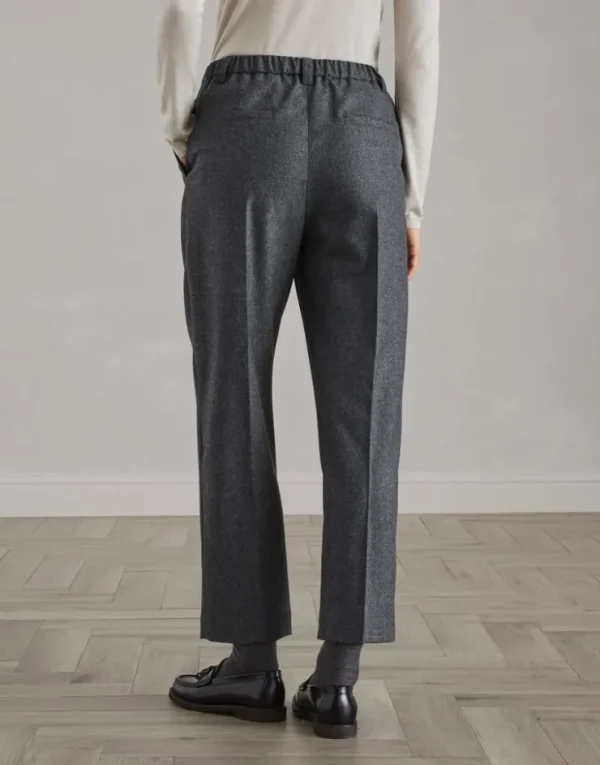 Brunello Cucinelli Baggy-Hose aus Flanell in Schurwolle und Kaschmir | Damen Hosen