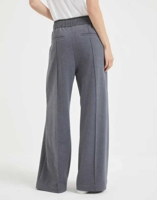 Brunello Cucinelli Baggyhose aus Smooth-Baumwollsweatjersey mit Shiny Ribbed Detail | Damen Travelwear