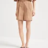 Brunello Cucinelli Baggy-Shorts aus Baumwollpopeline in Ethnic Jacquard | Damen Hosen