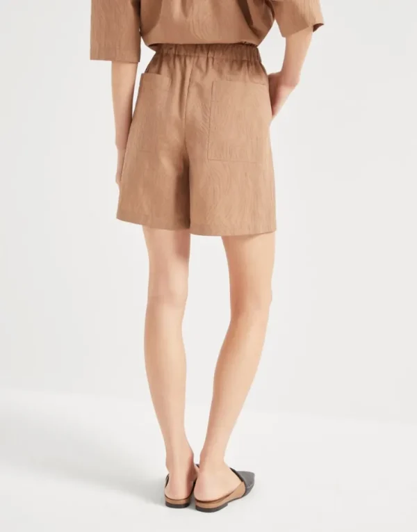 Brunello Cucinelli Baggy-Shorts aus Baumwollpopeline in Ethnic Jacquard | Damen Hosen