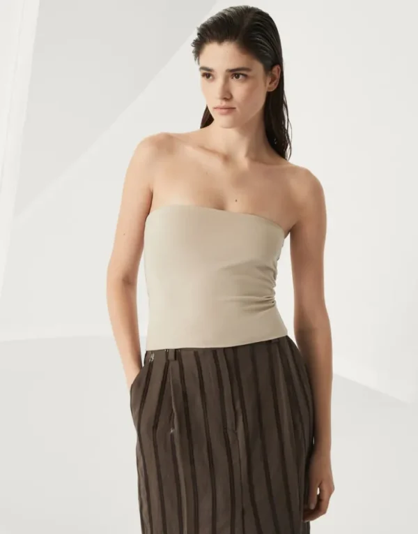 Brunello Cucinelli Bandeau-Top aus Baumwolljersey mit Stretch | Damen T-shirts & Tops