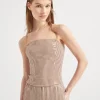 Brunello Cucinelli Bandeau-Top aus Leinen mit Dazzling Stripe Embroidery | Damen T-shirts & Tops