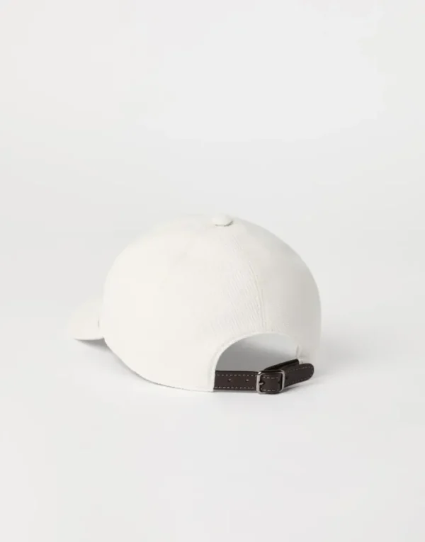 Brunello Cucinelli Baseballcap aus Cavalry in Baumwolle und Leinen mit Shiny Band | Damen Hüte