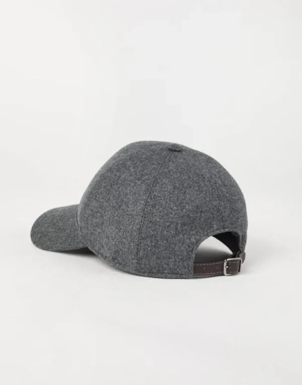 Brunello Cucinelli Baseballcap aus Flanell in Schurwolle und Kaschmir mit Shiny Band | Damen Hüte