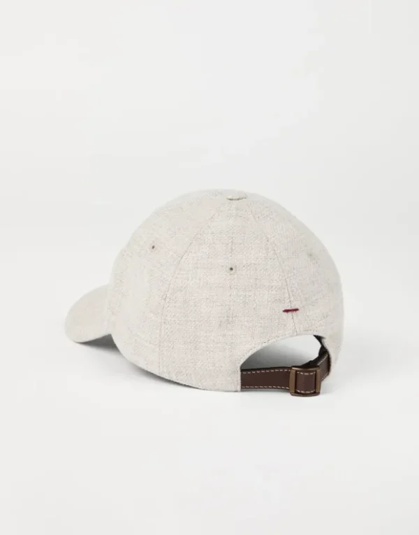 Brunello Cucinelli Baseballcap aus Köper in Leinen, Wolle und Seide mit gesticktem Logo | Herren Hüte