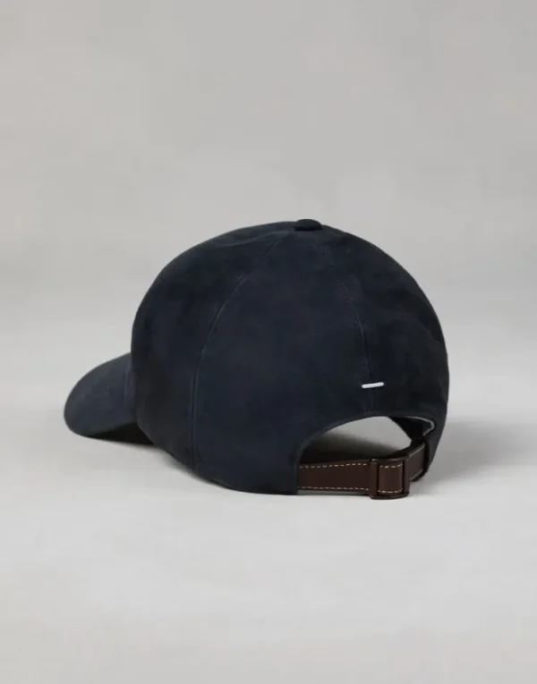 Brunello Cucinelli Baseballcap aus leichtem Veloursleder mit gesticktem Logo | Herren Hüte