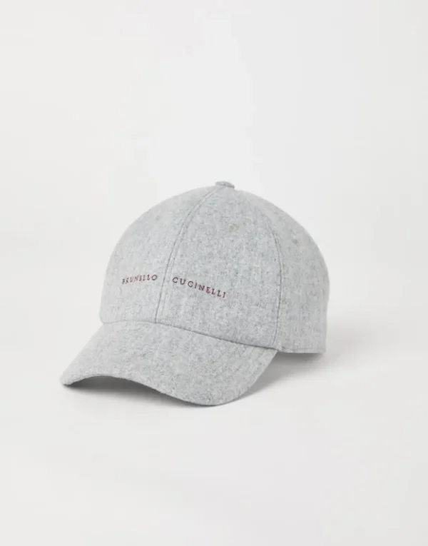 Brunello Cucinelli Baseballcap aus Schurwollflanell mit Stickerei | Herren Hüte