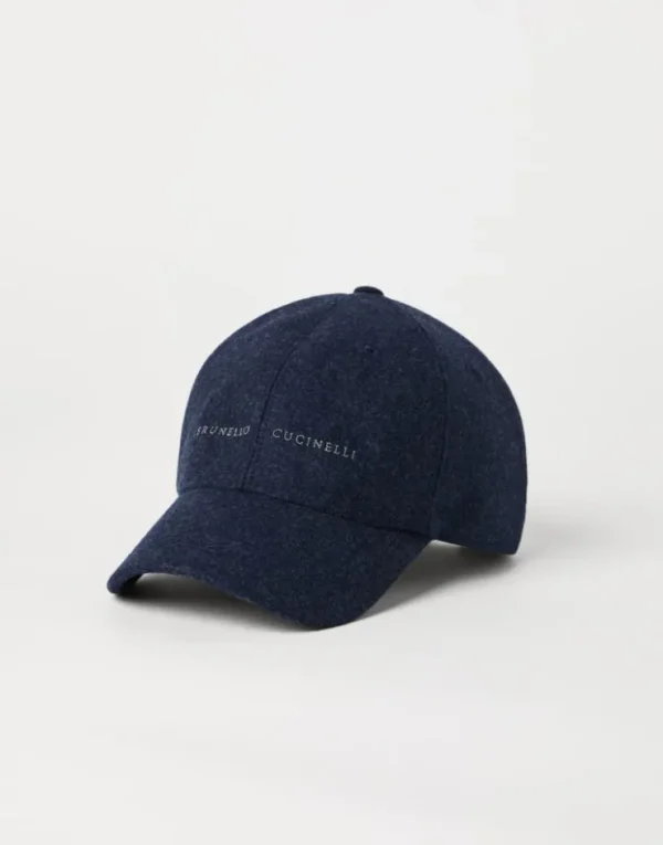 Brunello Cucinelli Baseballcap aus Schurwollflanell mit Stickerei | Herren Hüte