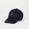 Brunello Cucinelli Baseballcap aus Schurwollflanell mit Stickerei | Herren Hüte