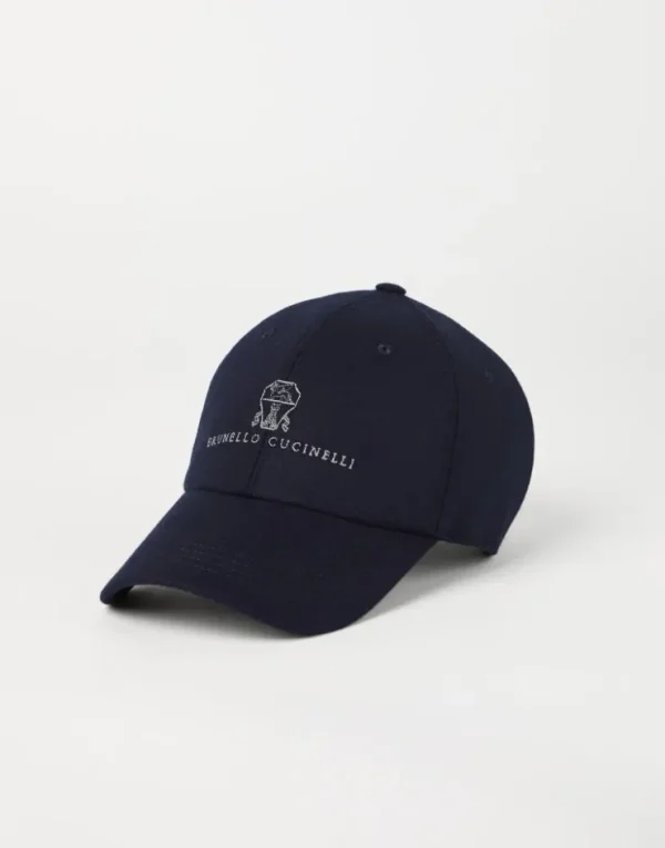 Brunello Cucinelli Baseballcap aus Schurwollflanell mit Stickerei | Herren Hüte