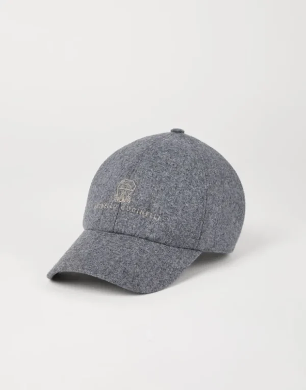 Brunello Cucinelli Baseballcap aus Schurwollflanell mit Stickerei | Herren Hüte