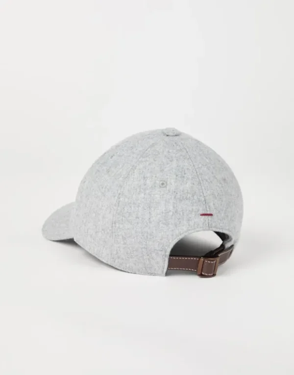 Brunello Cucinelli Baseballcap aus Schurwollflanell mit Stickerei | Herren Hüte