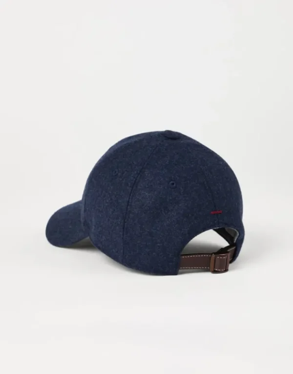 Brunello Cucinelli Baseballcap aus Schurwollflanell mit Stickerei | Herren Hüte