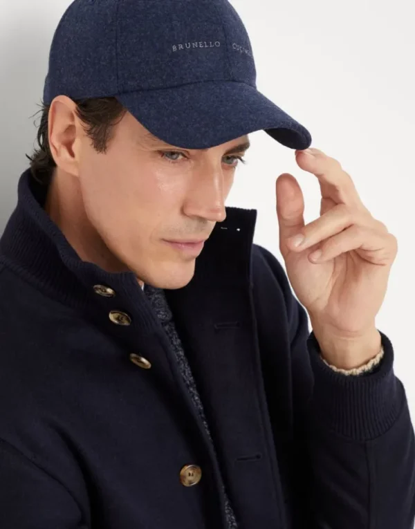 Brunello Cucinelli Baseballcap aus Schurwollflanell mit Stickerei | Herren Hüte