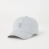 Brunello Cucinelli Baseballcap aus Sparkling-Leinencanvas mit gesticktem Logo | Damen Hüte