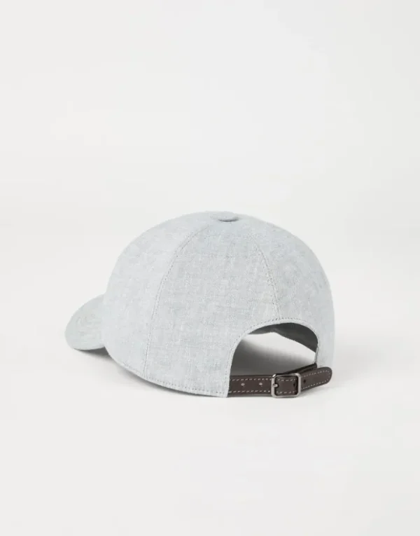 Brunello Cucinelli Baseballcap aus Sparkling-Leinencanvas mit gesticktem Logo | Damen Hüte