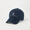 Brunello Cucinelli Baseballcap aus stückgefärbtem Gabardine aus Baumwollzwirn mit gesticktem Logo | Herren Hüte