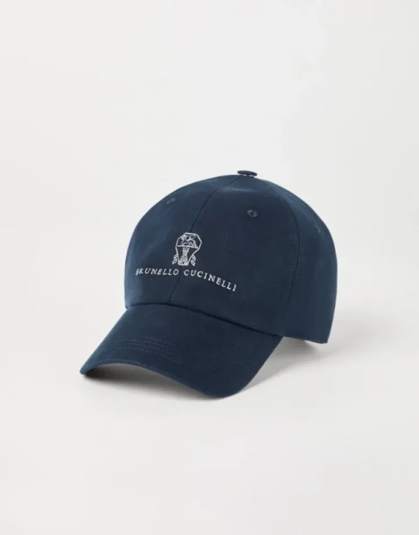 Brunello Cucinelli Baseballcap aus stückgefärbtem Gabardine aus Baumwollzwirn mit gesticktem Logo | Herren Hüte