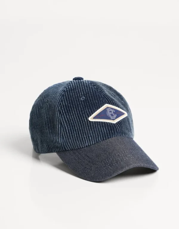 Brunello Cucinelli Baseballcap aus stückgefärbtem Baumwollcordsamt mit Patch | Kinder Accessoires