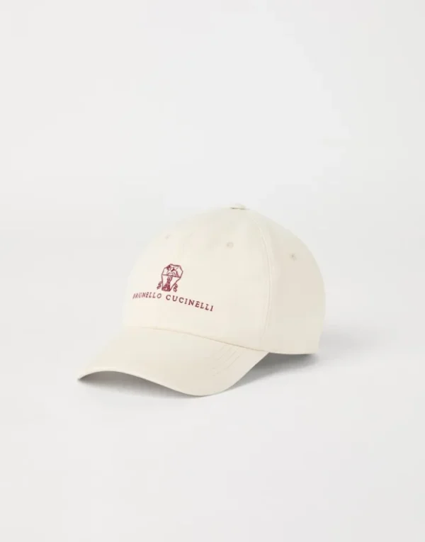 Brunello Cucinelli Baseballcap aus stückgefärbtem Gabardine aus Baumwollzwirn mit gesticktem Logo | Herren Hüte