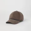 Brunello Cucinelli Baseballcap aus Veloursleder mit Shiny Trim | Damen Hüte