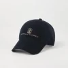 Brunello Cucinelli Baseballcap aus Veloursleder mit gesticktem Logo | Herren Hüte